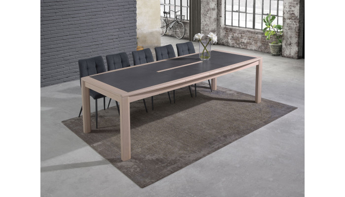 MALAGA - Table tonneau 2 allonges papillon de...