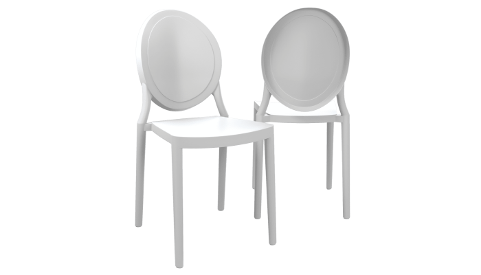 LEON - Ensemble de 2 chaises d’extérieur blanc