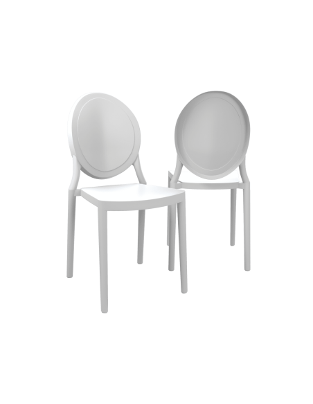LEON - Ensemble de 2 chaises d’extérieur blanc
