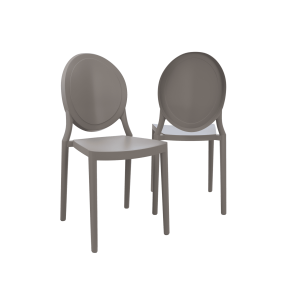 LEON - Ensemble de 2 chaises d’extérieur taupe