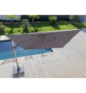 Parasol déporté orientable 3x3 m gris