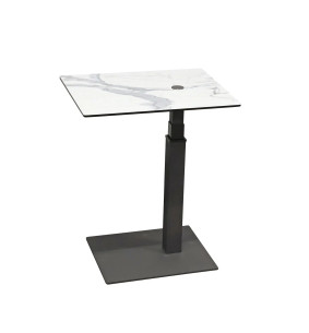 Bout de canapé Monza céramique blanc marbré avec piètement gris anthracite